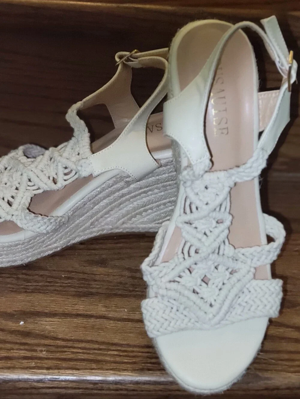 Beige Braided Espadrille Wedge Sandals - Women. Size 9. Never Worn.